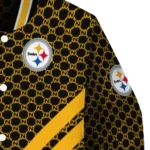 pittsburgh steelers triple side stripes gold black varsity jacket best selling
