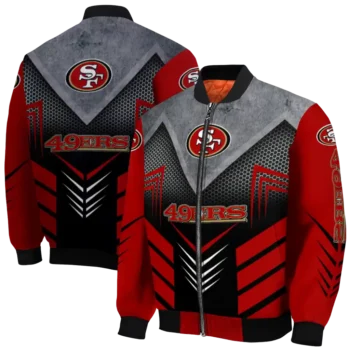 san francisco 49ers arrow layer red black bomber jacket fashion forward