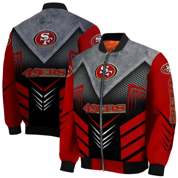 san francisco 49ers arrow layer red black bomber jacket fashion forward