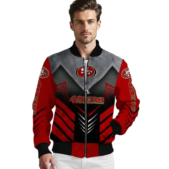 san francisco 49ers arrow layer red black bomber jacket high quality