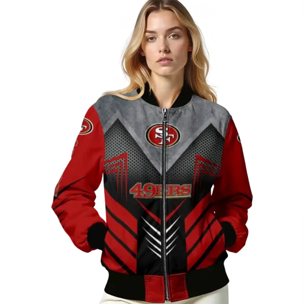 san francisco 49ers arrow layer red black bomber jacket latest model