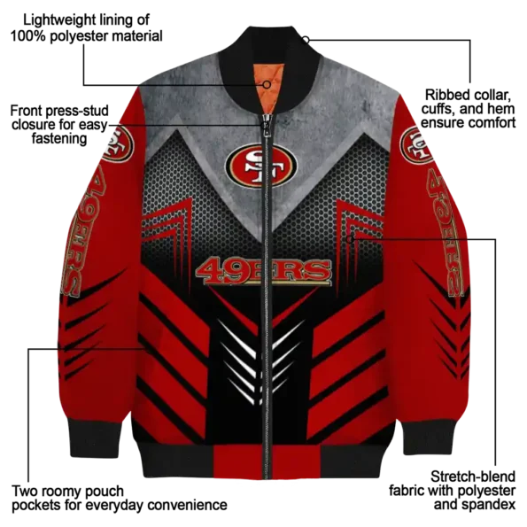 san francisco 49ers arrow layer red black bomber jacket new arrival