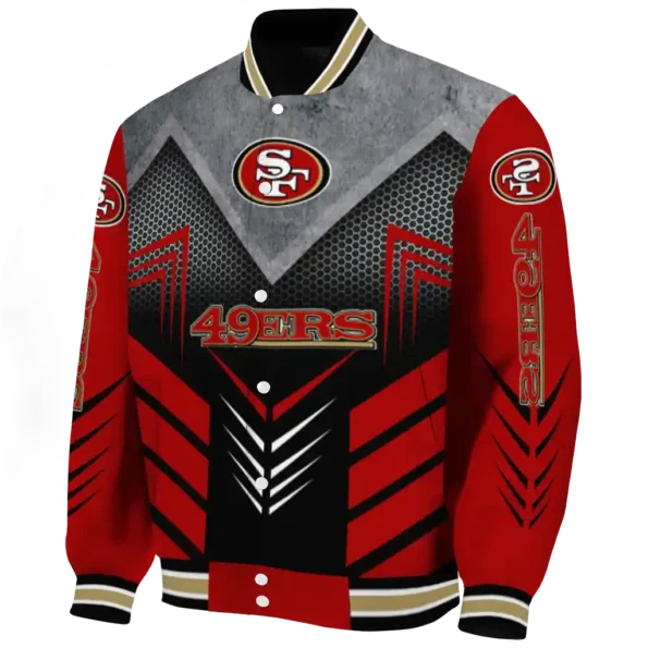 san francisco 49ers arrow layer red black varsity jacket best selling