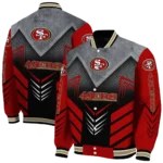san francisco 49ers arrow layer red black varsity jacket best selling