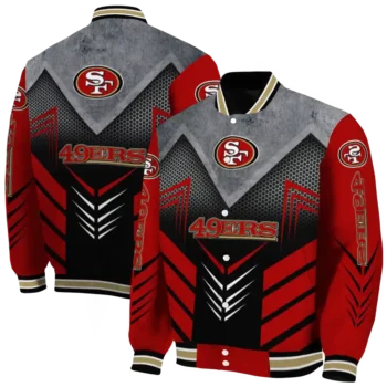 san francisco 49ers arrow layer red black varsity jacket fashion forward