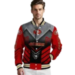 san francisco 49ers arrow layer red black varsity jacket best selling