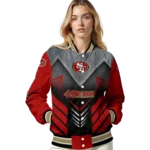 san francisco 49ers arrow layer red black varsity jacket best selling