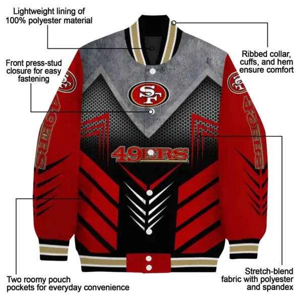 san francisco 49ers arrow layer red black varsity jacket new arrival