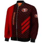 san francisco 49ers triple side stripes red black bomber jacket best selling