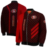 san francisco 49ers triple side stripes red black bomber jacket best selling