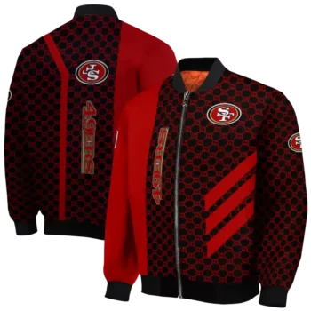 san francisco 49ers triple side stripes red black bomber jacket fashion forward