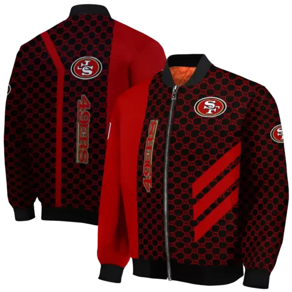 san francisco 49ers triple side stripes red black bomber jacket fashion forward