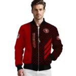 san francisco 49ers triple side stripes red black bomber jacket best selling