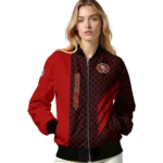 san francisco 49ers triple side stripes red black bomber jacket best selling