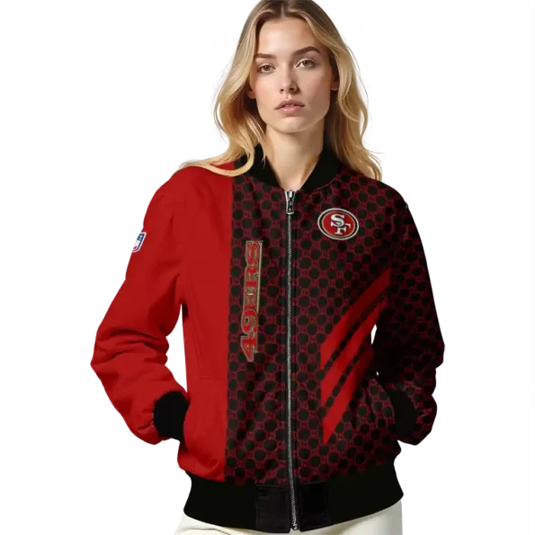 san francisco 49ers triple side stripes red black bomber jacket latest model