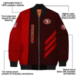 san francisco 49ers triple side stripes red black bomber jacket best selling