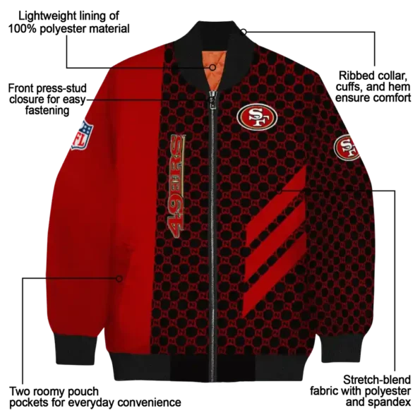 san francisco 49ers triple side stripes red black bomber jacket new arrival