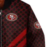 san francisco 49ers triple side stripes red black bomber jacket best selling