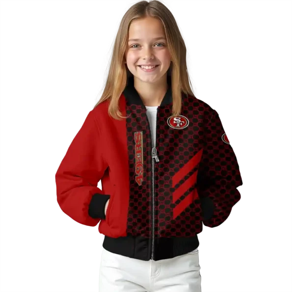 san francisco 49ers triple side stripes red black bomber jacket top rated