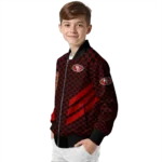 san francisco 49ers triple side stripes red black bomber jacket best selling