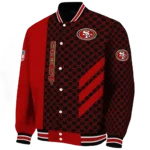 san francisco 49ers triple side stripes red black varsity jacket best selling