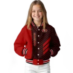san francisco 49ers triple side stripes red black varsity jacket best selling