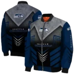 seattle seahawks arrow layer blue black bomber jacket best selling