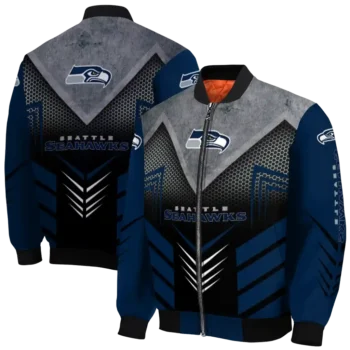 seattle seahawks arrow layer blue black bomber jacket fashion forward