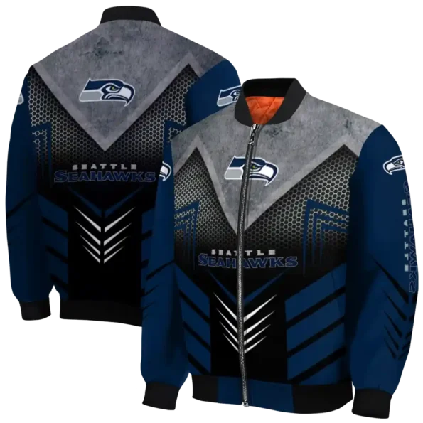 seattle seahawks arrow layer blue black bomber jacket fashion forward