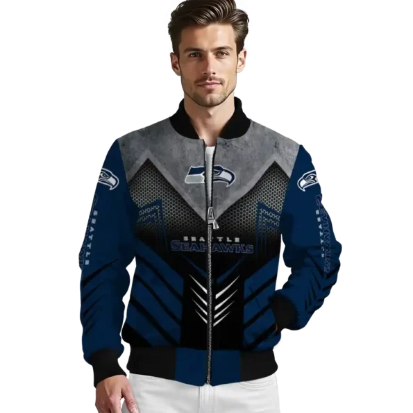 seattle seahawks arrow layer blue black bomber jacket high quality