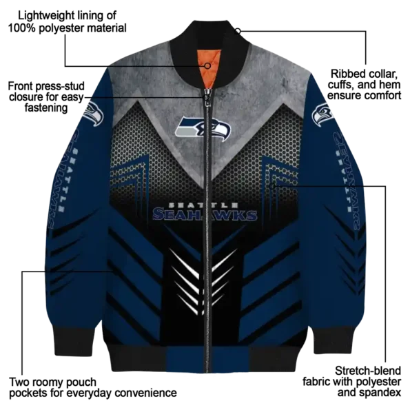 seattle seahawks arrow layer blue black bomber jacket new arrival