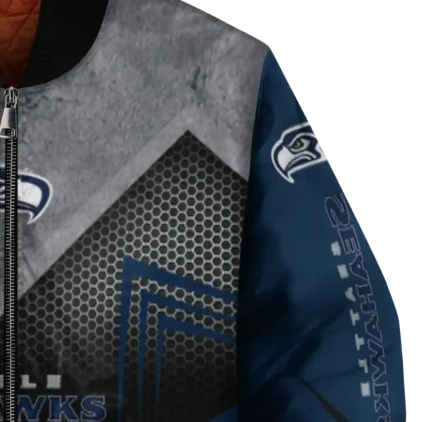 seattle seahawks arrow layer blue black bomber jacket premium grade