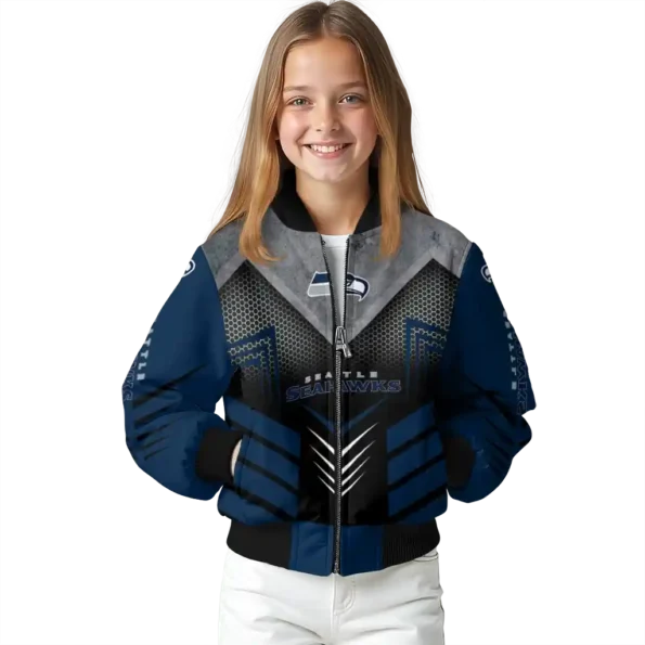 seattle seahawks arrow layer blue black bomber jacket top rated