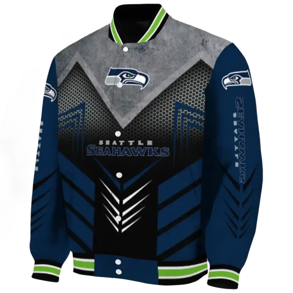 seattle seahawks arrow layer blue black varsity jacket best selling