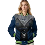 seattle seahawks arrow layer blue black varsity jacket best selling