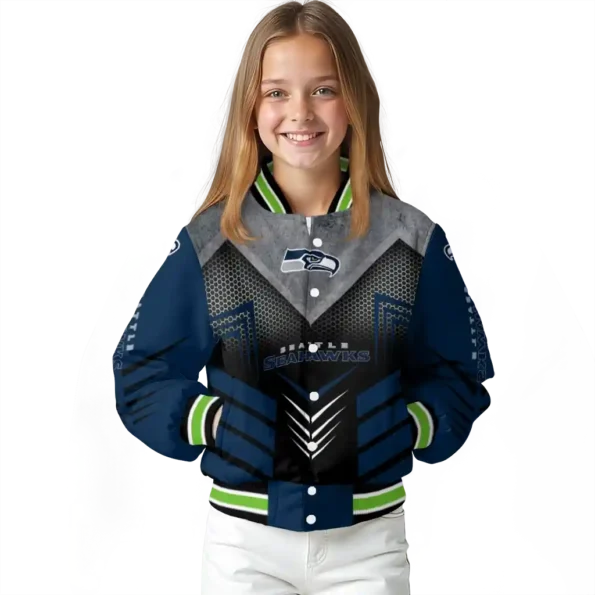seattle seahawks arrow layer blue black varsity jacket top rated