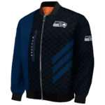 seattle seahawks triple side stripes blue black bomber jacket best selling