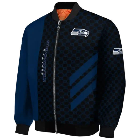 seattle seahawks triple side stripes blue black bomber jacket best selling