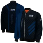 seattle seahawks triple side stripes blue black bomber jacket best selling