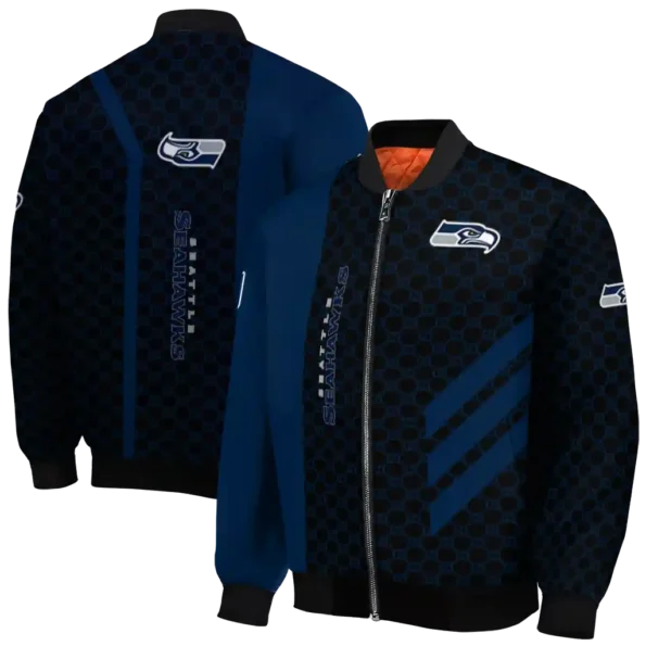 seattle seahawks triple side stripes blue black bomber jacket fashion forward