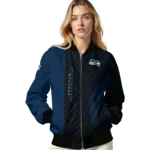 seattle seahawks triple side stripes blue black bomber jacket best selling