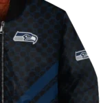 seattle seahawks triple side stripes blue black bomber jacket best selling