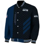 seattle seahawks triple side stripes blue black varsity jacket best selling