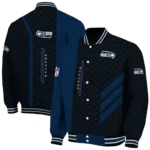 seattle seahawks triple side stripes blue black varsity jacket best selling