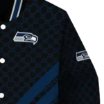 seattle seahawks triple side stripes blue black varsity jacket best selling