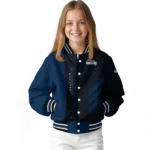 seattle seahawks triple side stripes blue black varsity jacket best selling