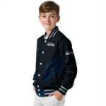 seattle seahawks triple side stripes blue black varsity jacket best selling