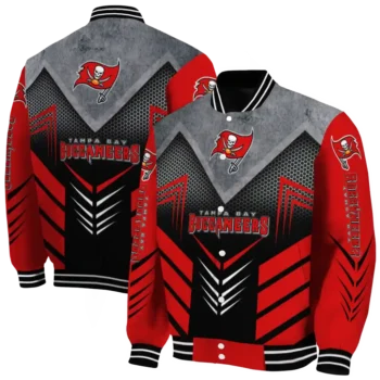 tampa bay buccaneers arrow layer red black varsity jacket fashion forward