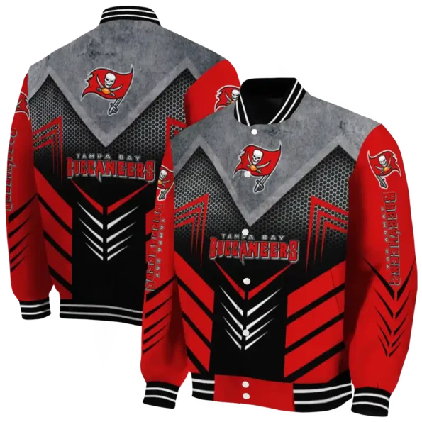 tampa bay buccaneers arrow layer red black varsity jacket fashion forward