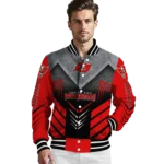 tampa bay buccaneers arrow layer red black varsity jacket best selling